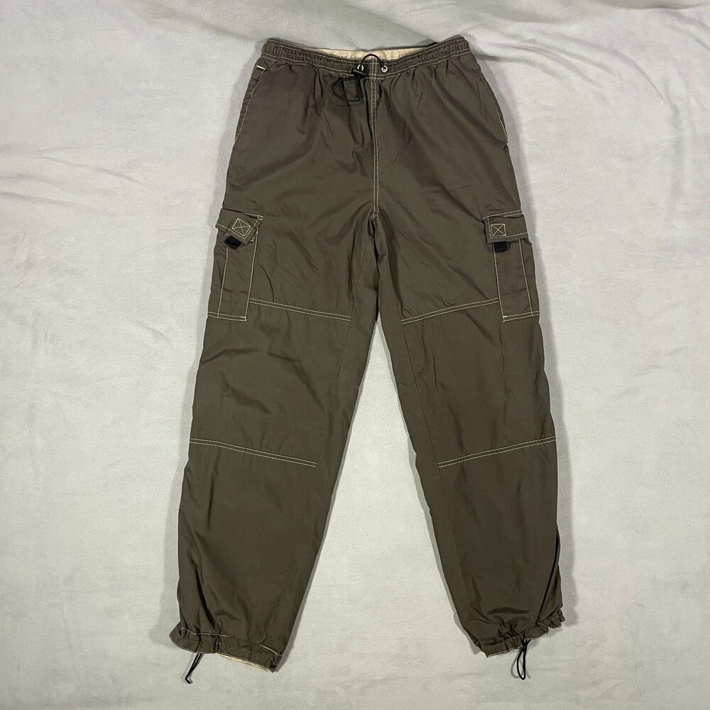 OTB Pants Mens Size Small Reversible Baggy Skater Cargo Y2K Pull On Vtg
